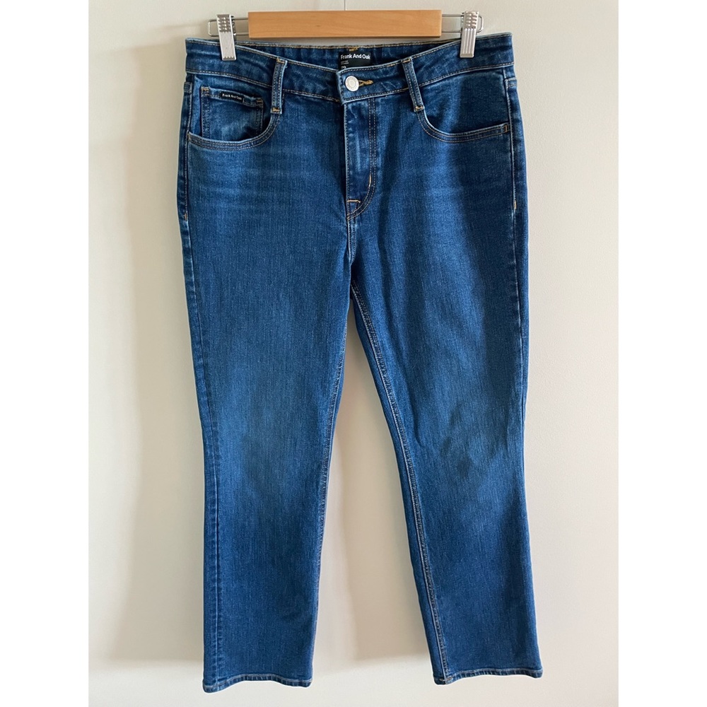 Frank & Oak Women's Boot Cut Jeans in Dark Blue Denim